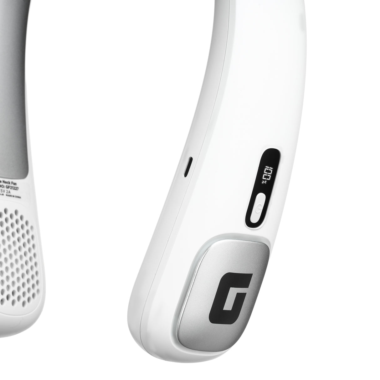 Geepas Portable Neck Fan- GF21227/ 6 H Working Time, 3 Speed Levels/Digital Display, Lightweight, Indoor and Outdoor Use/ Silent, Safe and Secure/ White, 2 Years Warranty