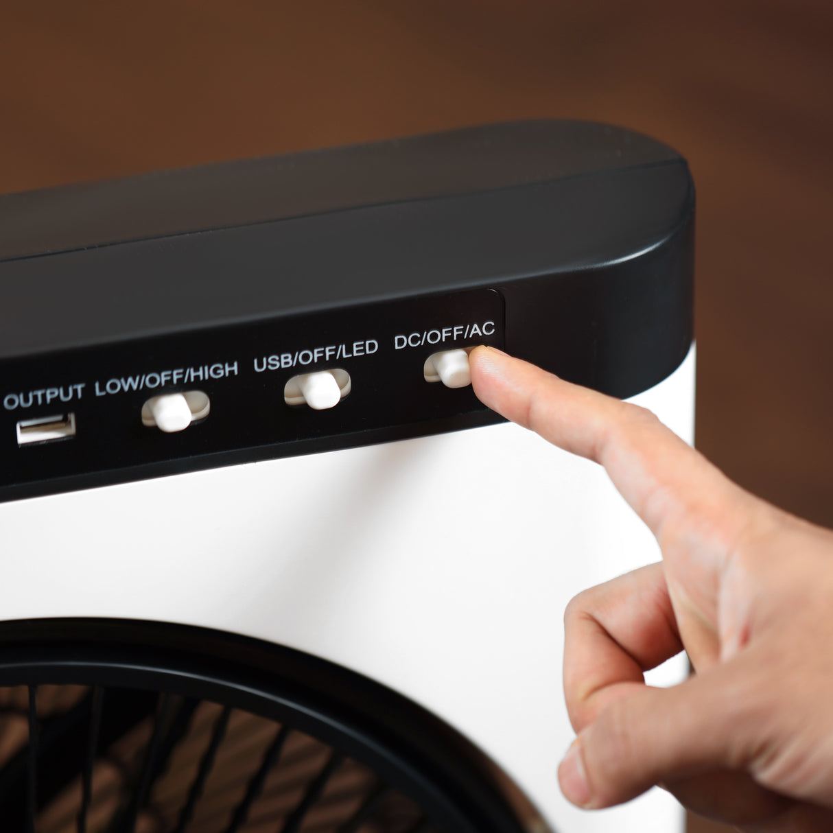 Geepas GF919 12” Rechargeable Box Fan | 10 Hours Battery Backup| AC/DC Function| LED Light| USB Output Port| Adjustable Speed| Portable Cooling Fan| 2 Years Warranty