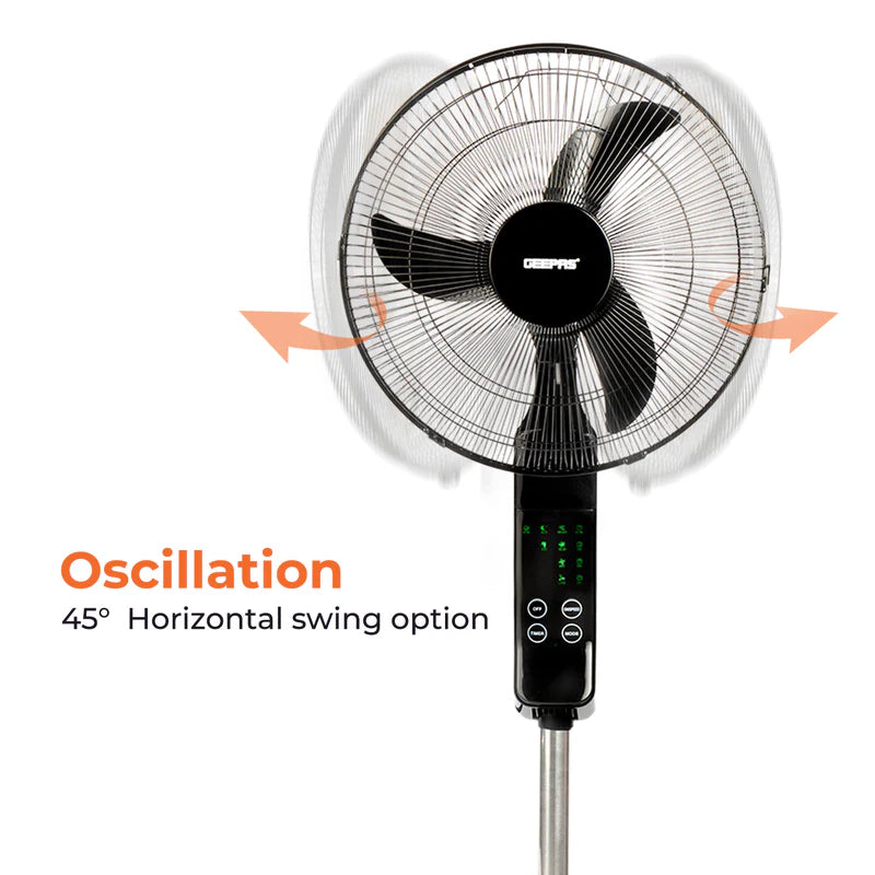 Geepas GF9466 16” Stand Fan with Remote Control | 3-Speed Control | 7.5Hour Timer | LED Display| Touch Switch| Powerful 60W Motor | Adjustable Height| 2 Years Warranty