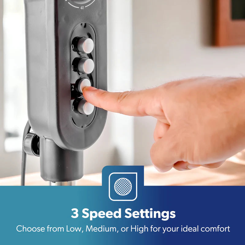 Geepas GF9488 16 Inch Stand Fan |Powerful Copper Motor for Efficient Cooling| 3Speed Settings| Adjustable Height| Oscillation Function| Quiet Operation| 2 Years Warranty