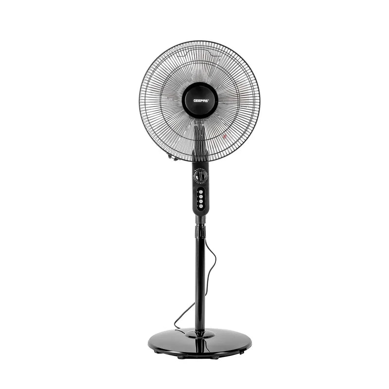 Geepas GF9488 16 Inch Stand Fan |Powerful Copper Motor for Efficient Cooling| 3Speed Settings| Adjustable Height| Oscillation Function| Quiet Operation| 2 Years Warranty