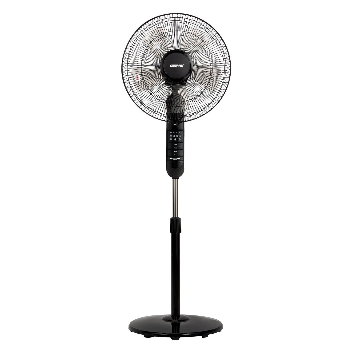Geepas GF9489 16 Inch Stand Fan with Remote Control | 60W Powerful Motor | 3 Speed Settings| 7.5 Hour Timer | Adjustable Height | Oscillation Function | 2 Years Warranty
