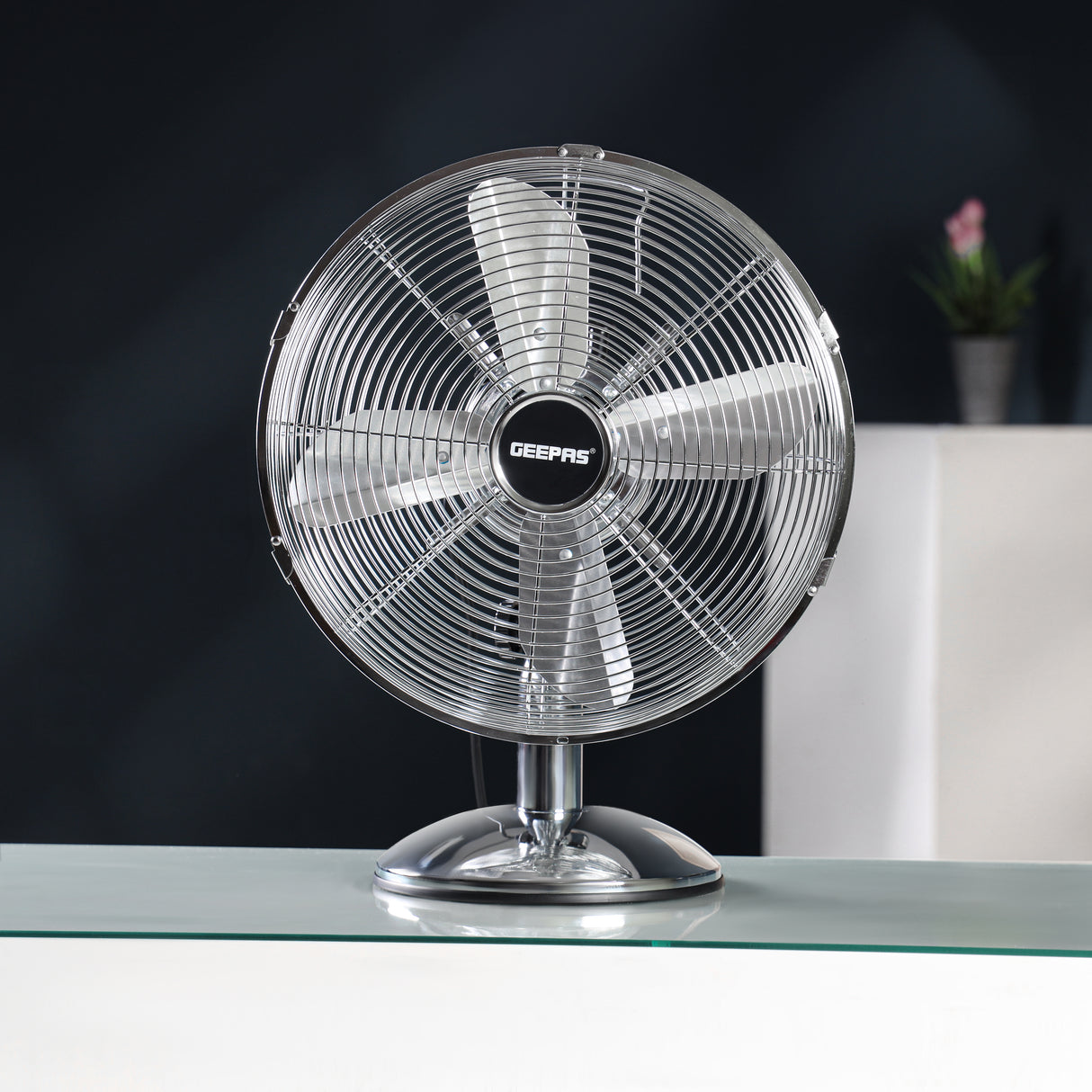 Geepas GF9610 12” Metal Table Fan | 3-Speed Powerful Cooling with High-Performance Motor | Durable Metal Body | Adjustable Tilt | Wide Oscillation | 2 Years Warranty
