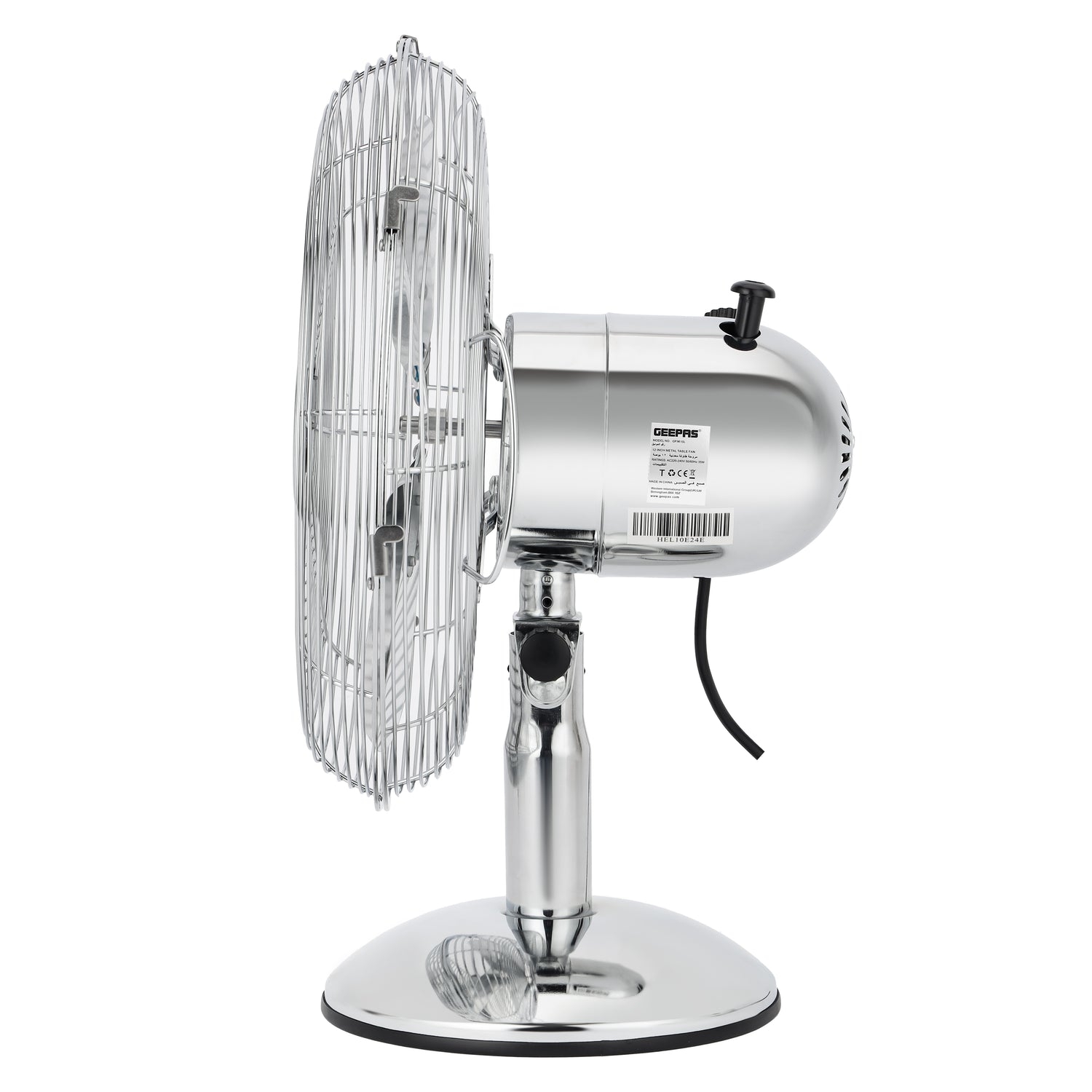 Geepas GF9610 12” Metal Table Fan | 3-Speed Powerful Cooling with High-Performance Motor | Durable Metal Body | Adjustable Tilt | Wide Oscillation | 2 Years Warranty