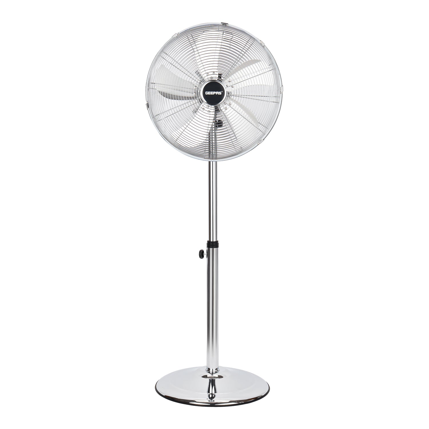 Geepas GF9611 16-Inch Metal Stand Fan | 5 Aluminium Blades | 3 Speed Settings | Silent Operation | Adjustable Height & Oscillation |  50W Motor | 2 Years Warranty