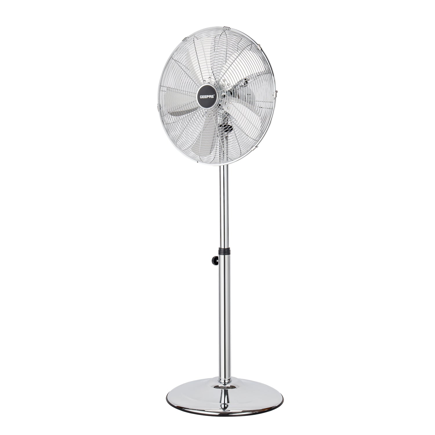 Geepas GF9611 16-Inch Metal Stand Fan | 5 Aluminium Blades | 3 Speed Settings | Silent Operation | Adjustable Height & Oscillation |  50W Motor | 2 Years Warranty