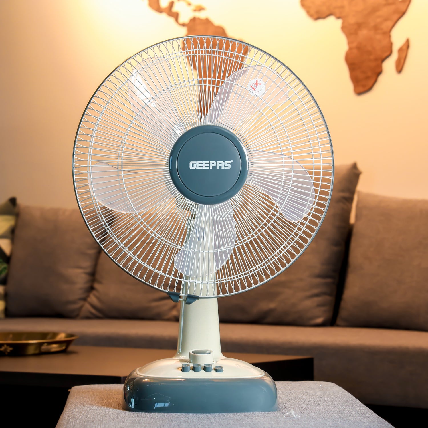 Geepas GF9616 16” Table Fan with 3-Speed Control | High Wind Speed | 60-Minute Timer| Automatic Oscillation | 5 Leaf Blades | Powerful Copper Motor | 2 Years Warranty