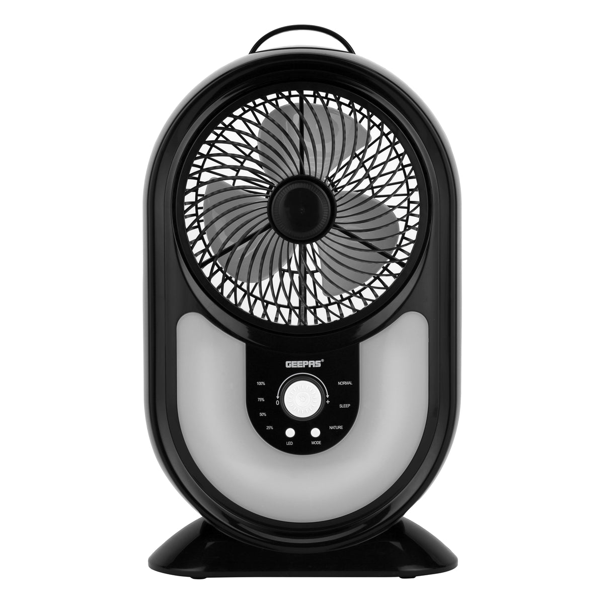 Geepas GF9621 Rechargeable Mini Fan |3-Speed Modes| 40 PCS Ultra-Bright LED Lights| Stepless Speed Switch| Up to 50 Hours Working Time| Compact Portable| 2 Years Warranty