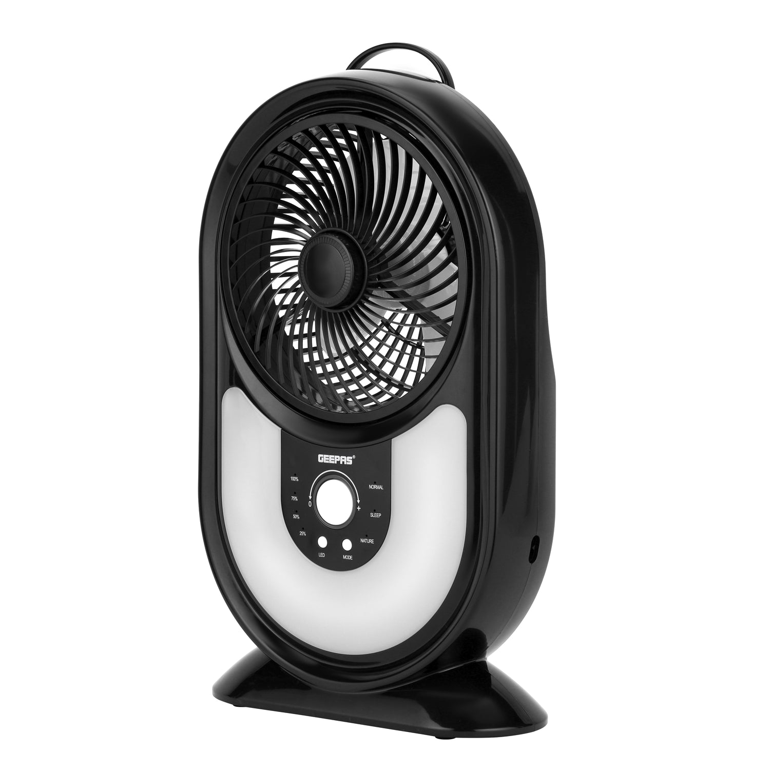 Geepas GF9621 Rechargeable Mini Fan |3-Speed Modes| 40 PCS Ultra-Bright LED Lights| Stepless Speed Switch| Up to 50 Hours Working Time| Compact Portable| 2 Years Warranty