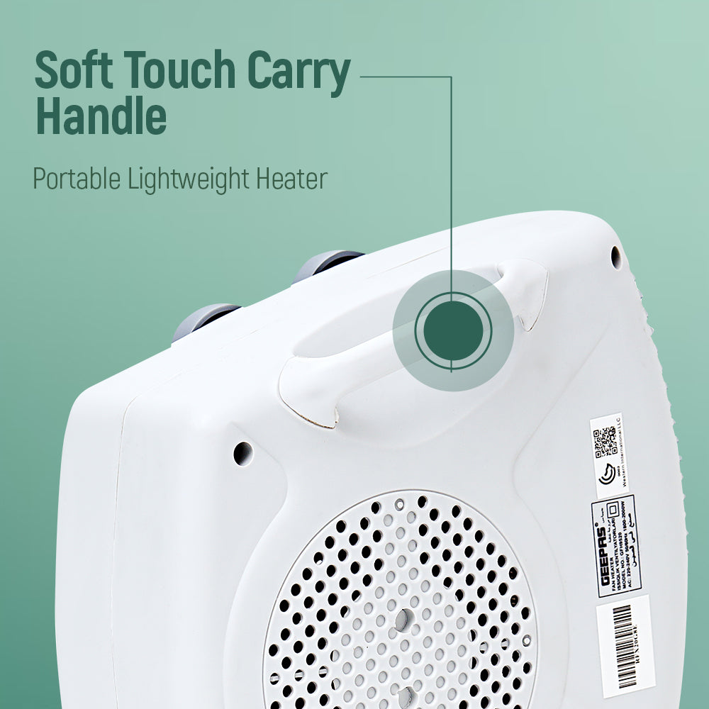 Geepas GFH9520 2000W Fan Heater | Adjustable Thermostat| Cool/Warm/Hot Wind Selection| Instant Heating| Overheat Protection| Power Indicator Light|  2 Years Warranty