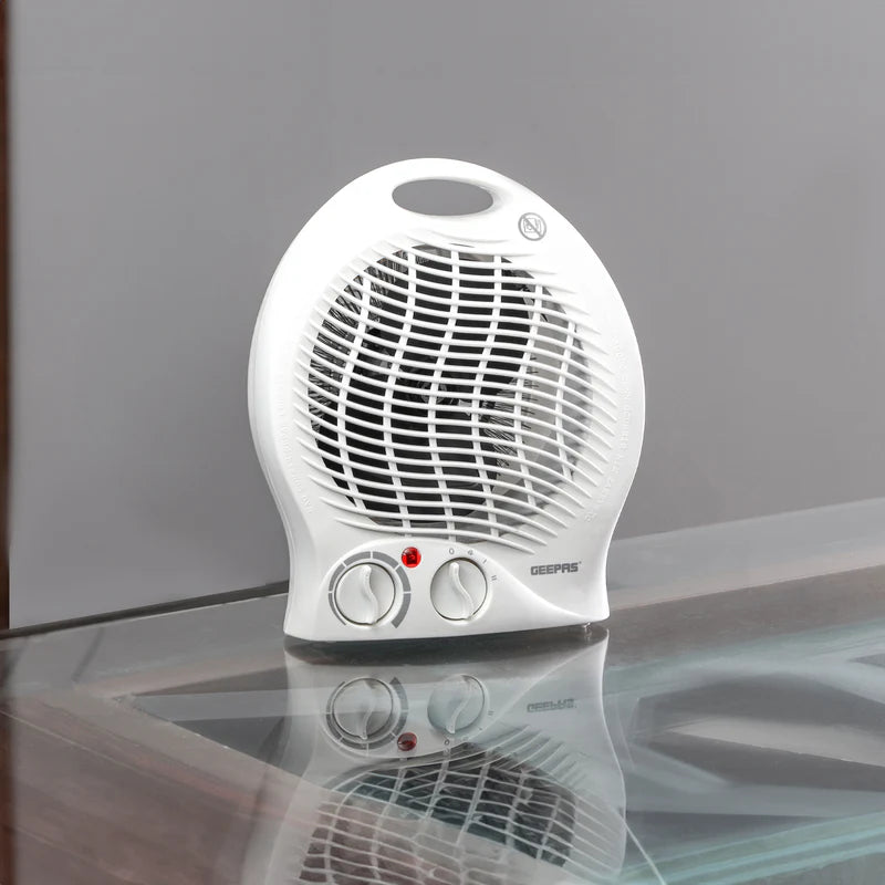 Geepas GFH9521 Fan Heater | 1000W/2000W Adjustable Thermostat| Cool/Warm/Hot Air Selection| Overheat Protection| Power Indicator Light & Carry Handle | 2 Years Warranty