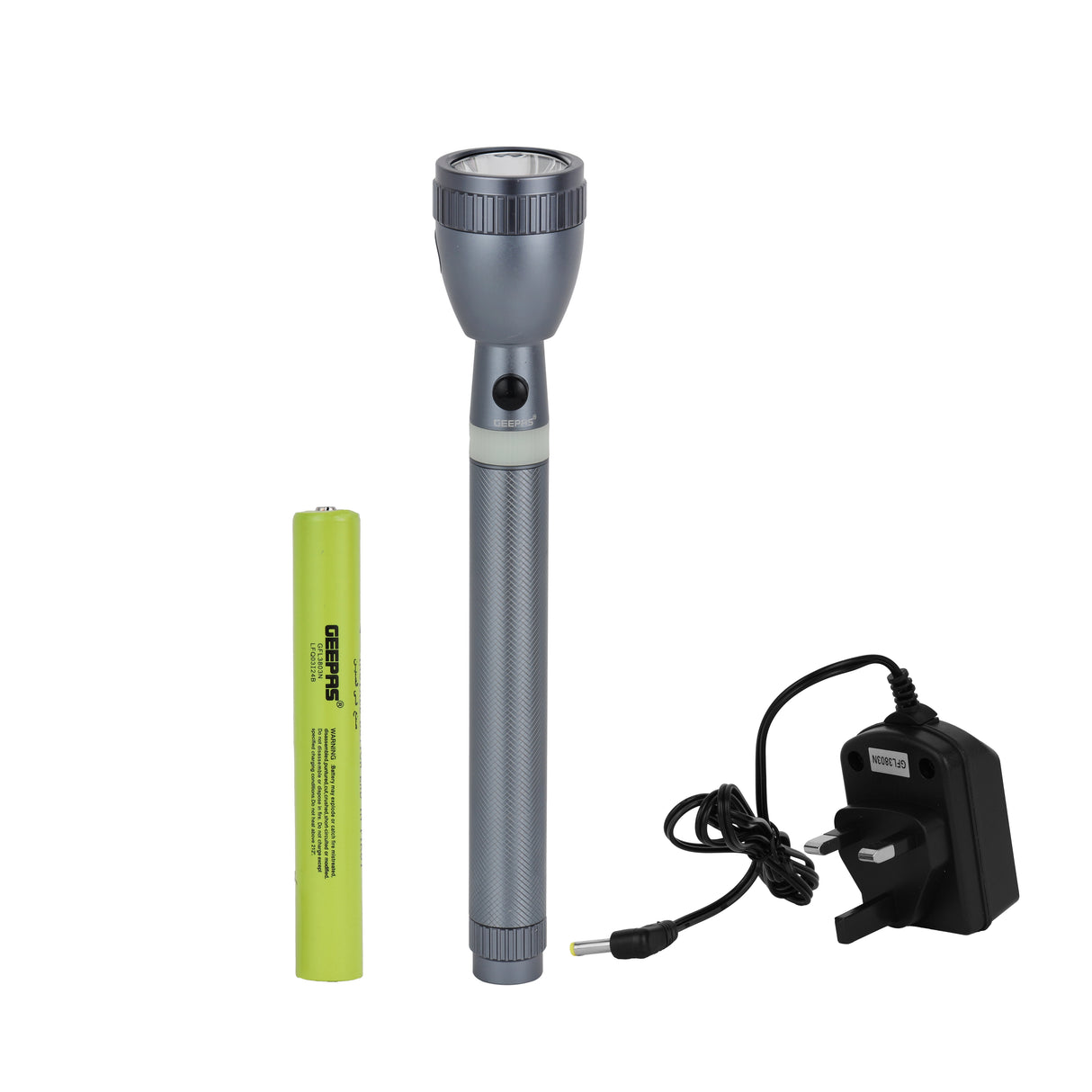 Geepas CREE LED Torch - Rechargeable LED Flashlight - Pocket Size Super LED Torch Light - 2000M Distance Range - Powerful Torch for Camping Hiking Cycling & Outdoor Activities - 2 Year Warranty
