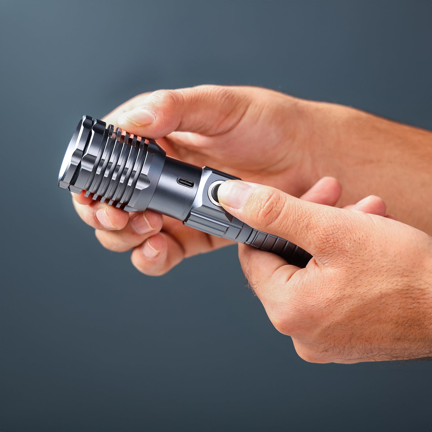 Geepas Zoomable LED Flashlight GFL3803Z|25W High-Power LEDs, 10H Backup, Type-C Charging, Durable Aluminum Alloy Housing|Ideal for Indoor & Outdoor Use |Lifetime Warranty