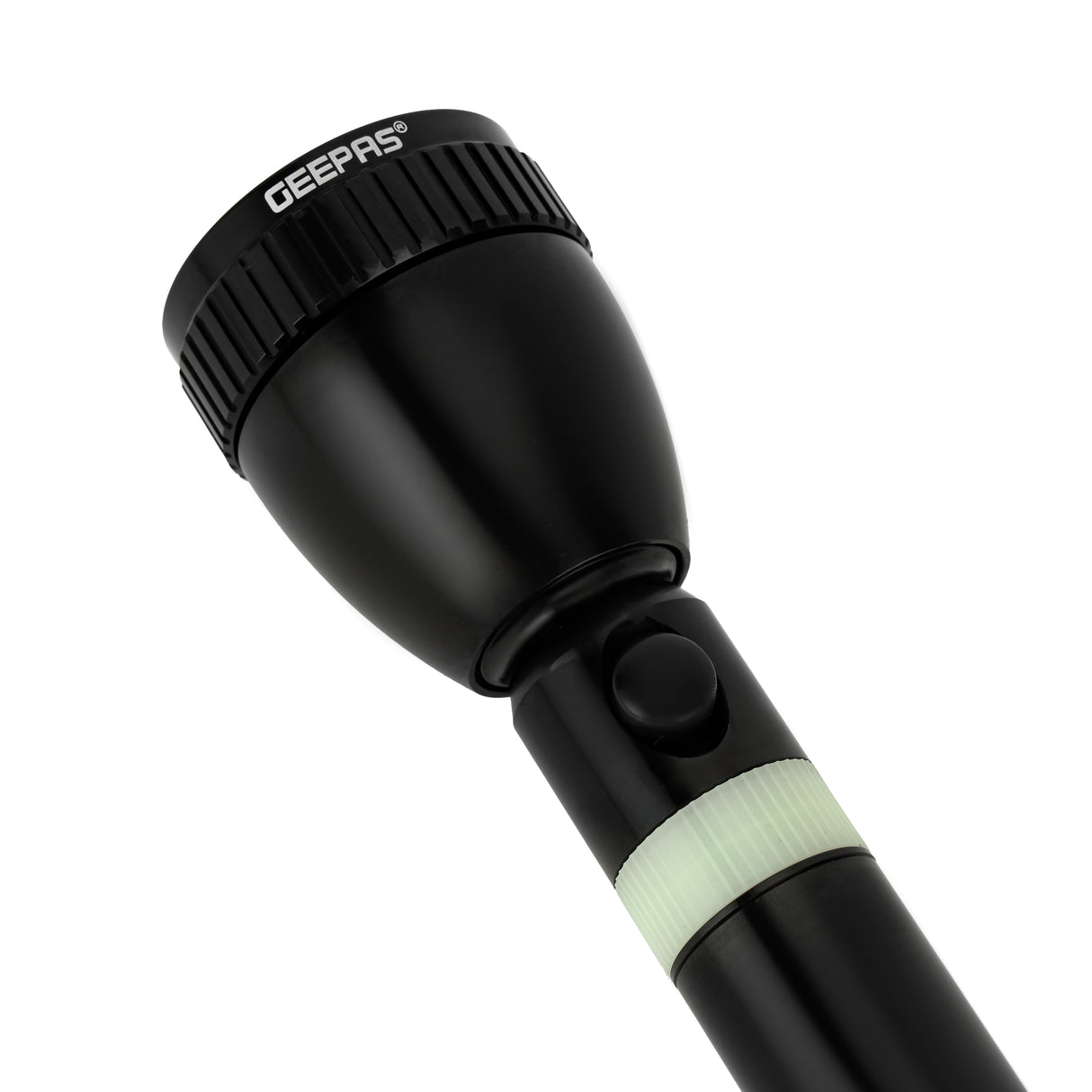 Geepas Rechargeable LED Flashlight 363mm - Hyper Bright Cool White LED 2200 Meters Range, Portable Torch | Charge Multiple Times, High Durable Battery, Aircraft Aluminium Body | 6 Months Warranty