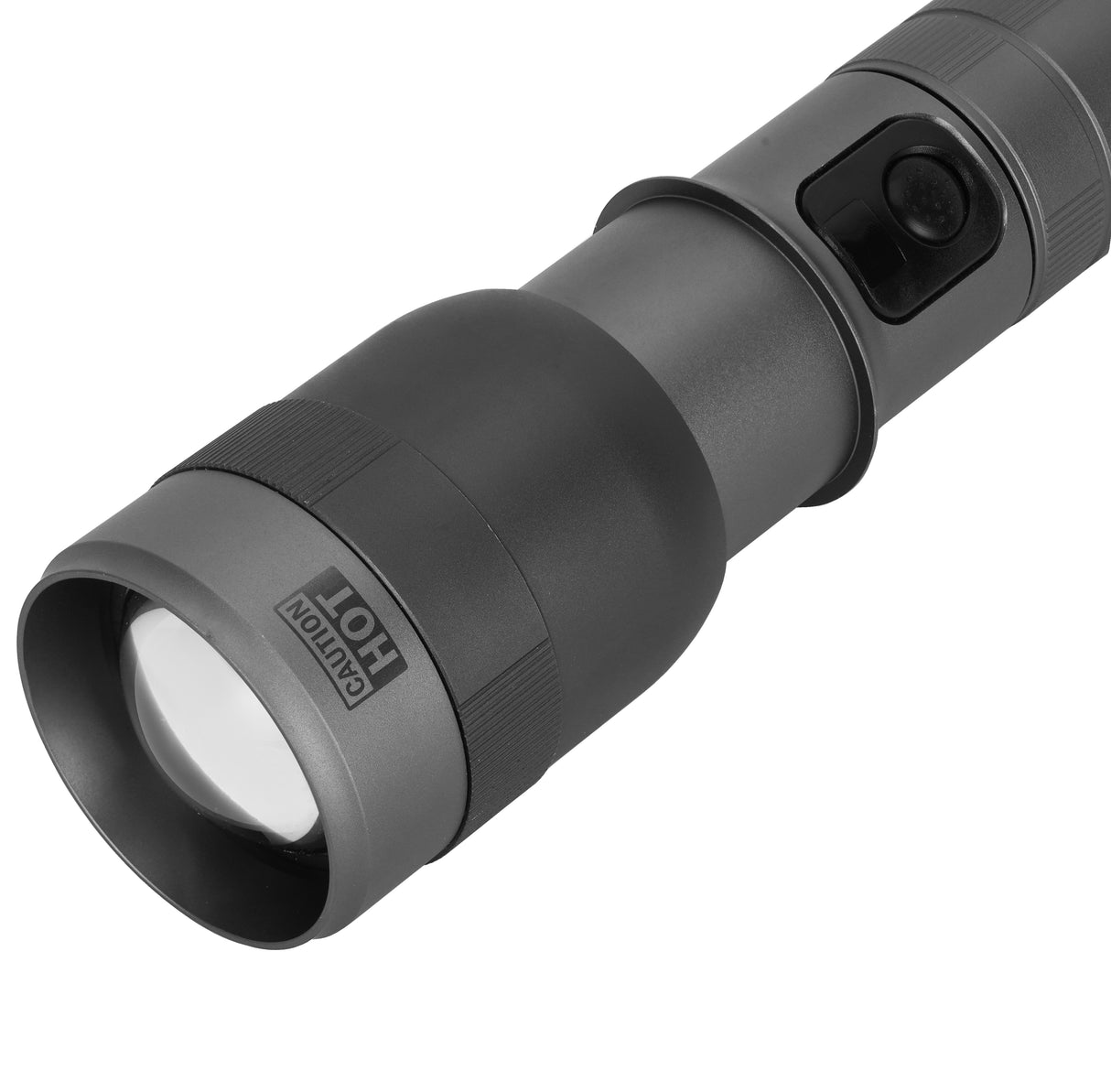 Geepas Digital Zoomable LED Flashlight- GFL3874Z/ 60W Laser High-Power LEDs, 12 Hours Continuous Working/ Aluminum Alloy Housing / Black, Limited Lifetime Warranty