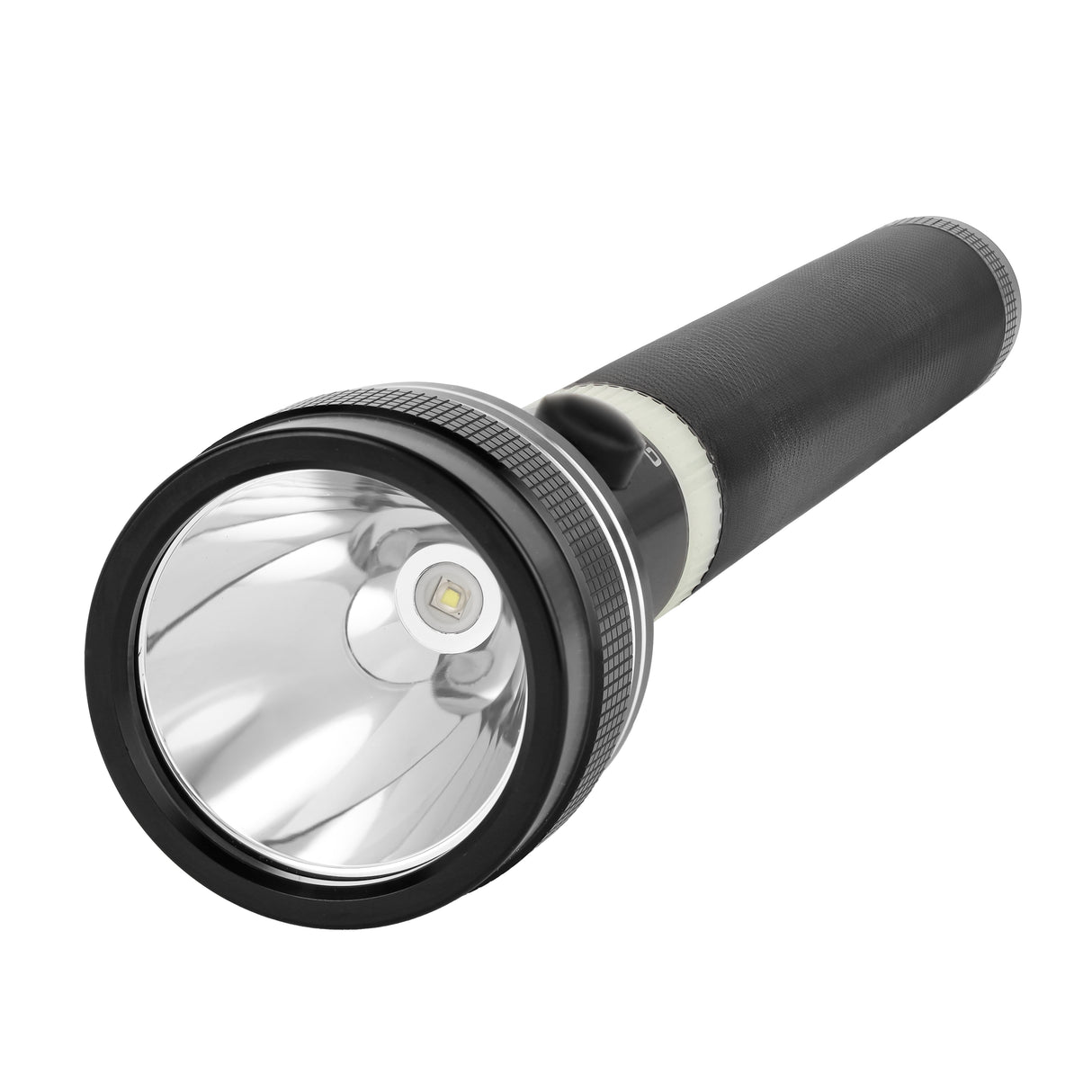 Geepas Rechargeable LED Flashlight GFL4637 | Pack of 2, 7W LED, 3H Continuous Use, Aircraft Aluminum Body, Lithium Battery, Night Glow Ring, Water & Shock Resistant