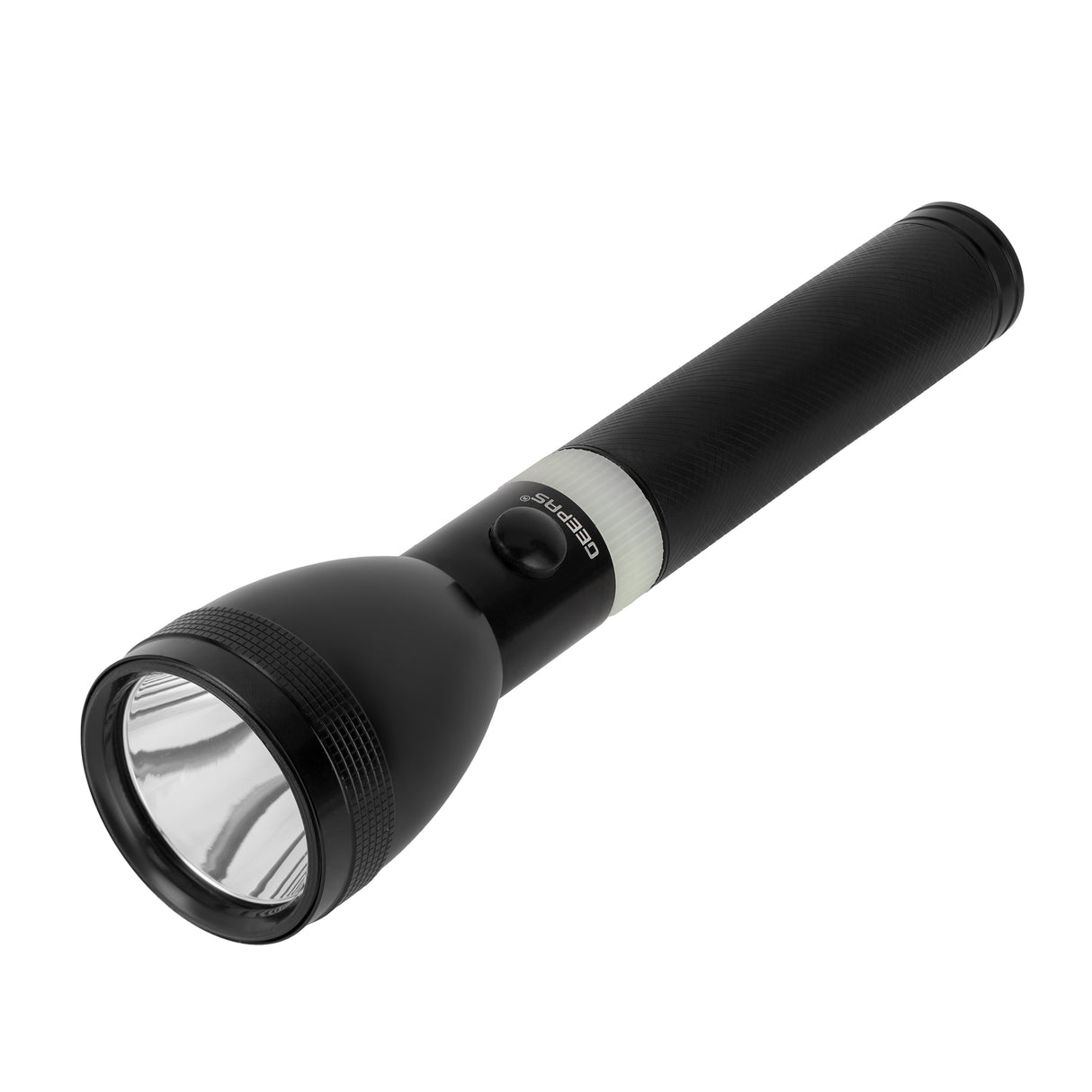 Geepas Rechargeable LED Flashlight - Hyper Bright White Chip LED Torch 1800 Meters High Range Distance Portable Torch High Beam LED Flashlight Zoomable Tactical Pocket Flashlight for Camping Bicycle Hiking and Emergency Use