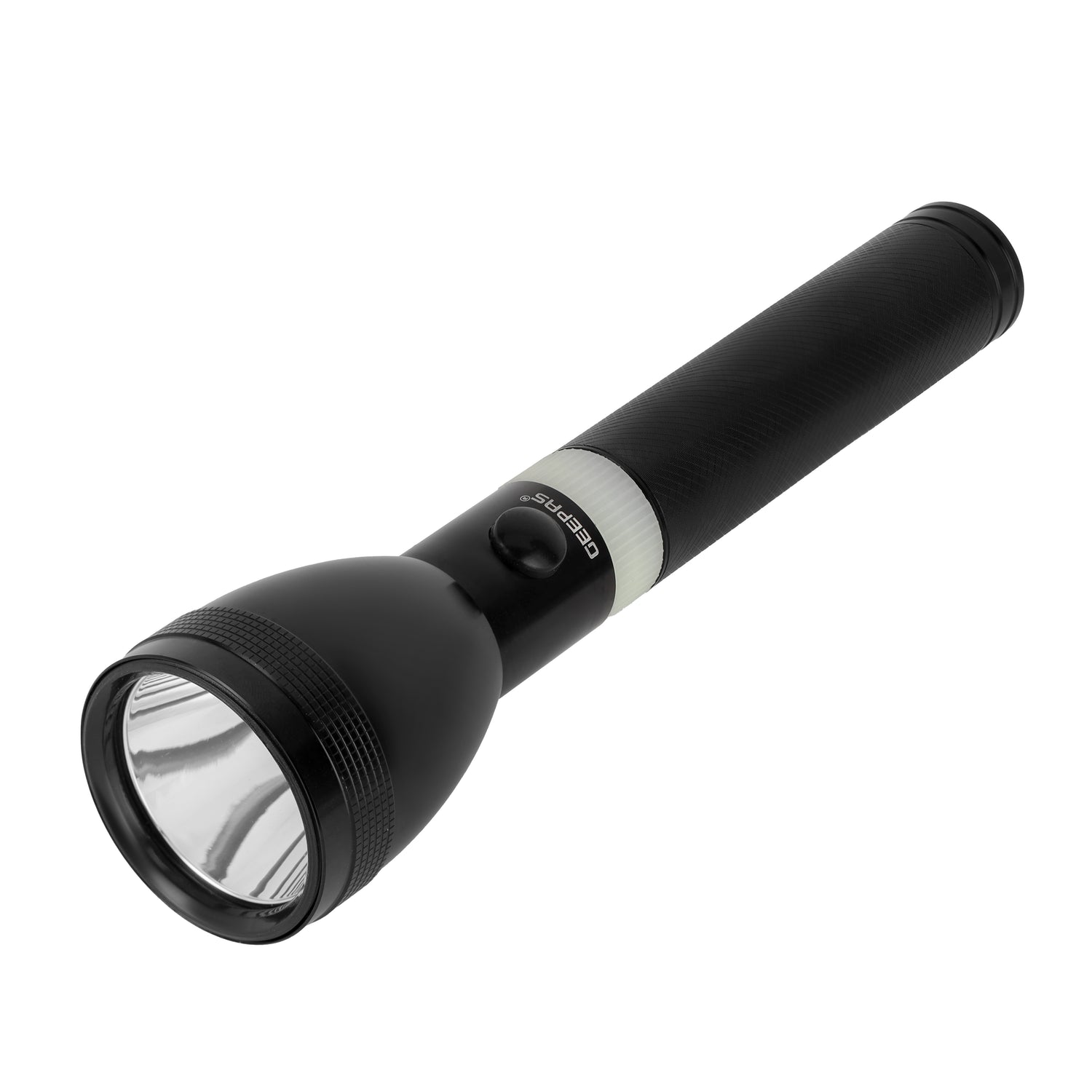 Geepas Rechargeable LED Flashlight - Hyper Bright White Chip LED Torch 1800 Meters High Range Distance Portable Torch High Beam LED Flashlight Zoomable Tactical Pocket Flashlight for Camping Bicycle Hiking and Emergency Use