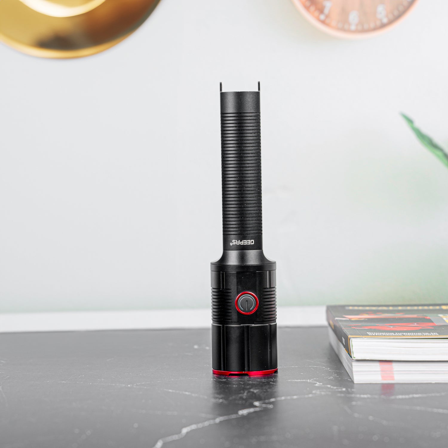 Geepas LED Flashlight with Power Bank Function- GFL51066/ 60W, 5000-6500K, 5000 LM, Perfect for Indoor and Outdoor Use, 20 Hours Continuous Working/ Black