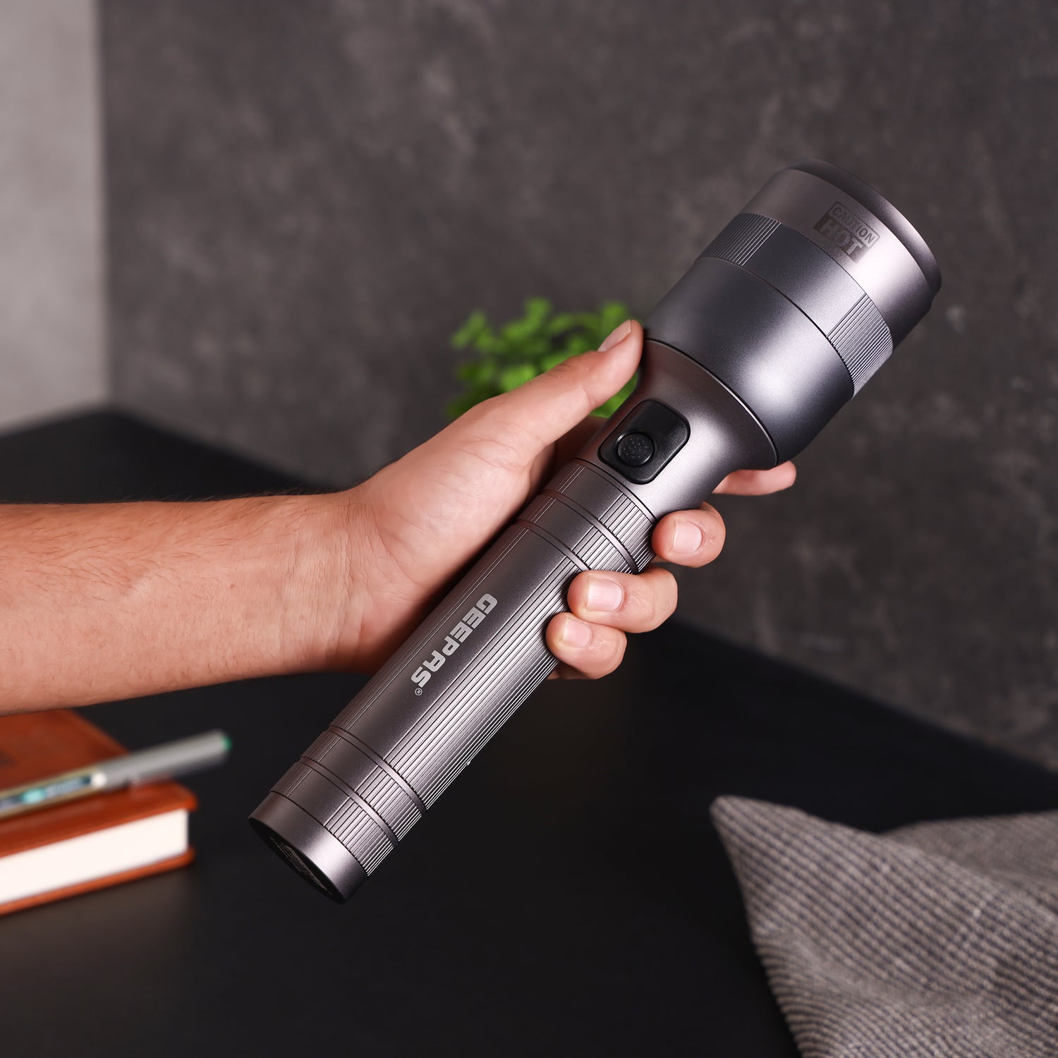 Geepas Digital Zoomable LED Flashlight- GFL51081Z/ 60W Laser High-Power LEDs, Perfect for Indoor and Outdoor Use, 15 Hours Continuous Working, 2 Modes