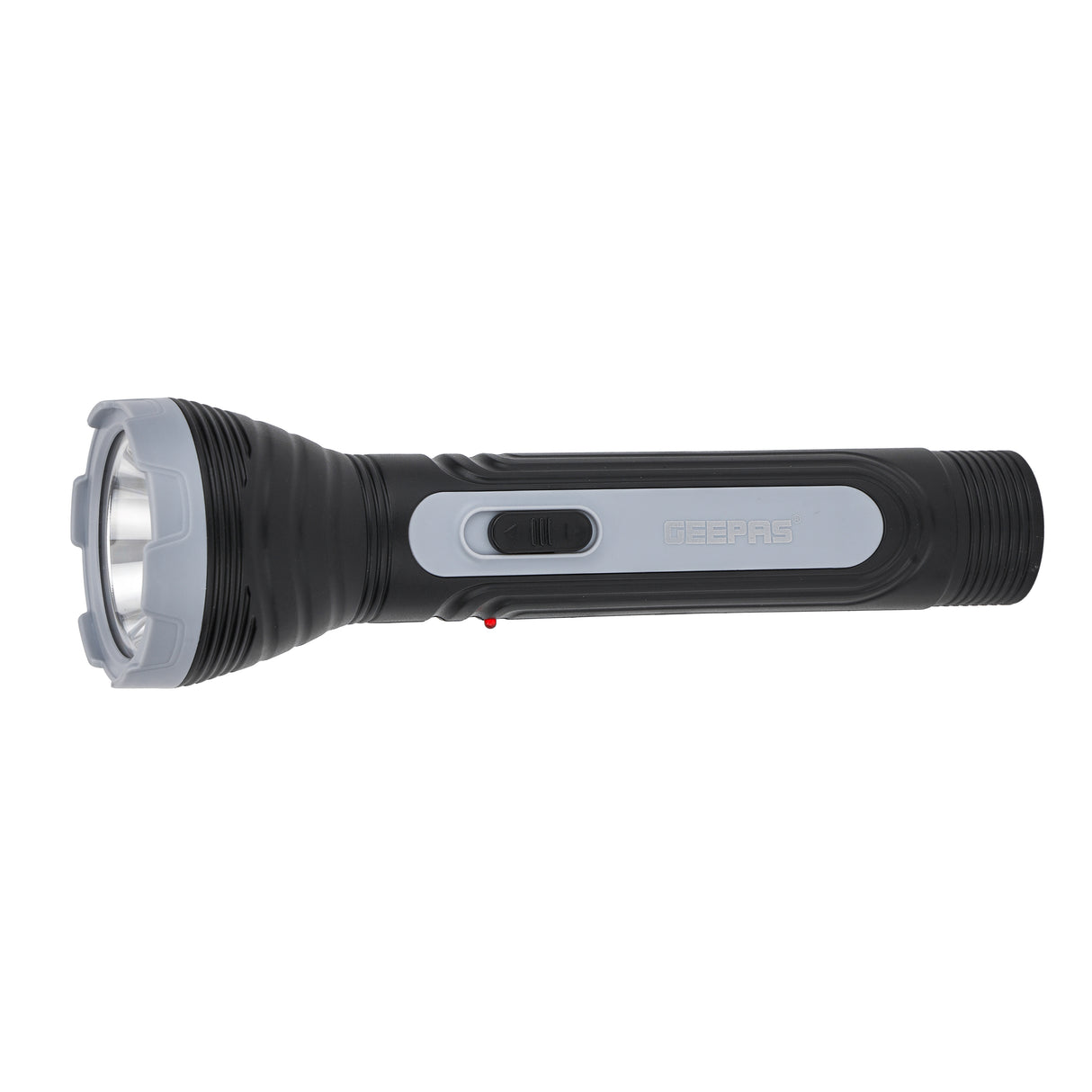 Geepas Rechargeable LED Torch GFL51091 | Big LED Chip with Aluminum Reflective Cup, Ripple Pattern Shell, 4H Backup, Ideal for Indoor & Outdoor Use, 2-Year Warranty