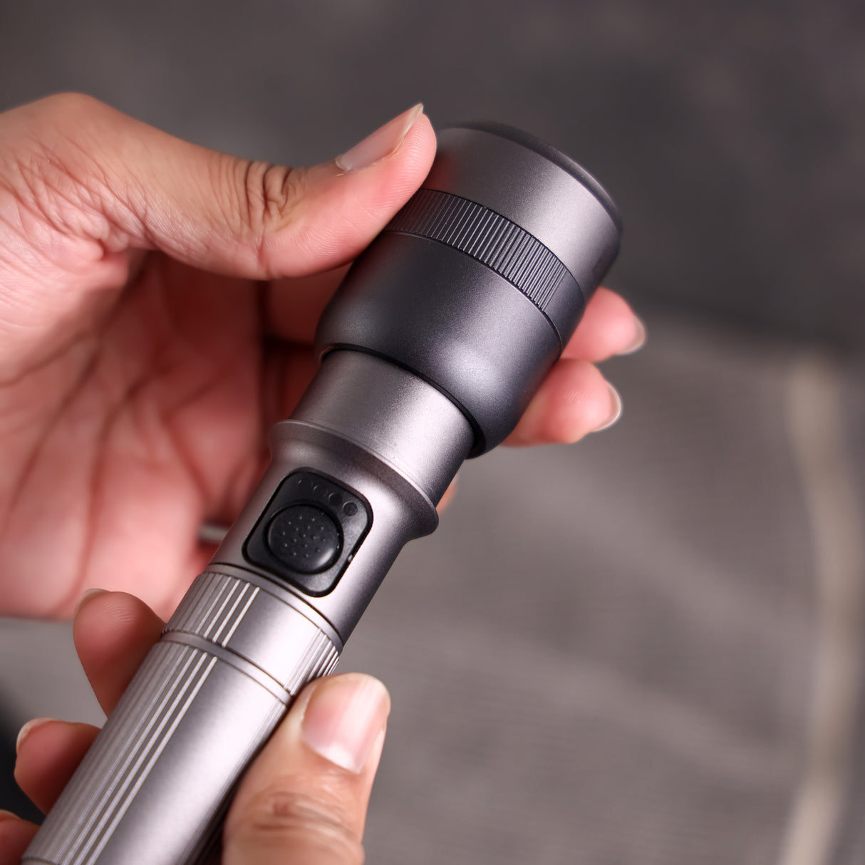 Geepas Zoomable LED Flashlight- GFL51095Z/ 20W, Perfect for Indoor and Outdoor Use, 10 Hours Continuous Working/Lithium Battery, 1500 Lumens/ Black, Lifetime Warranty