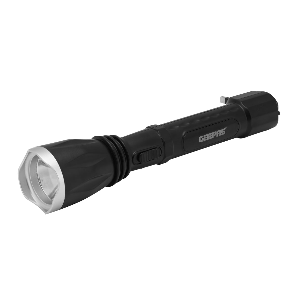 Geepas Rechargeable LED Flashlight | Hyper Bright 1W Hi-Power LED Torch Light | Built-in 400mAh Lead Acid Battery | Long Distance Range | Powerful Torch for Outdoor Activities