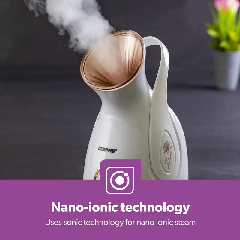 Geepas GFS63041 Facial Steamer | 280W Nano-Iconic Facial Steaming Device | 100ml Water Tank| One-Touch Operation| Rapid Mist in 50 Sec & Auto Shut-Off| 2 Years Warranty