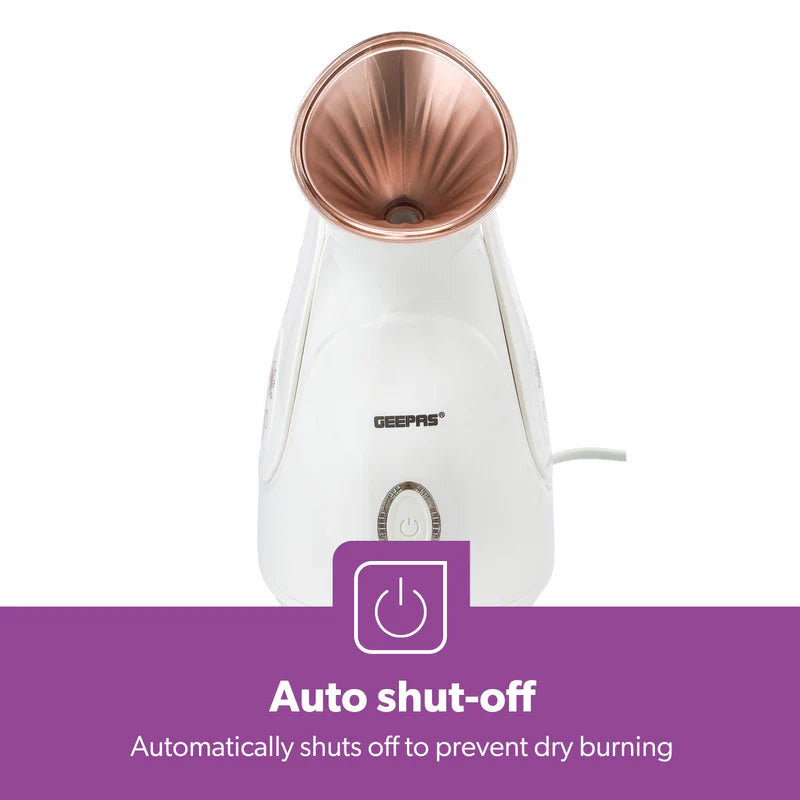Geepas GFS63041 Facial Steamer | 280W Nano-Iconic Facial Steaming Device | 100ml Water Tank| One-Touch Operation| Rapid Mist in 50 Sec & Auto Shut-Off| 2 Years Warranty