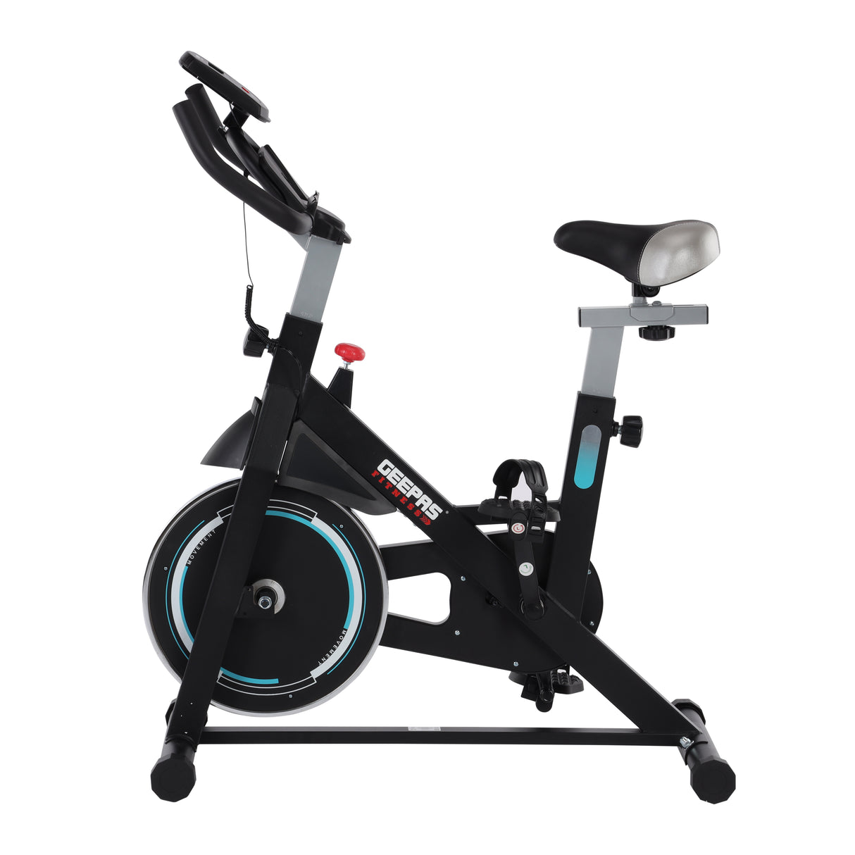 Geepas Spin Bike- GFT90004/ Low Noise, with Emergency Break and Digital Display/ Adjustable Seat, Handlebar, Resistance/ Perfect for Home Workout, Weight Loss Training/ Black, 2 Years Warranty