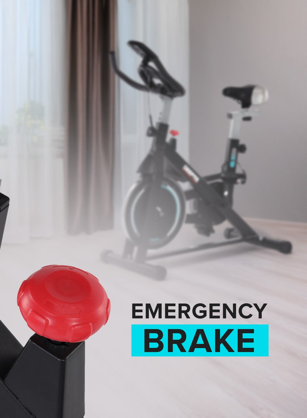 Geepas Spin Bike- GFT90004/ Low Noise, with Emergency Break and Digital Display/ Adjustable Seat, Handlebar, Resistance/ Perfect for Home Workout, Weight Loss Training/ Black, 2 Years Warranty