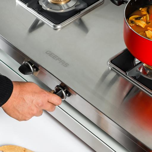 Geepas GGC31038 Stainless Steel Gas Cooker | 2 Burner LPG Stove| Auto-Ignition| Durable Brass Burners| Heavy Duty Pan Support| Safe & Efficient Cooking| 2 Years Warranty