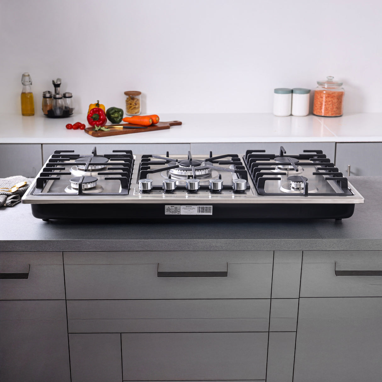 Geepas GGC31043 Built-in Gas Hob | 5 Burner Stainless Steel Hob with Auto Ignition| Flame Safety Device| High Efficiency Burners| Easy Cleaning Design & 2 Years Warranty