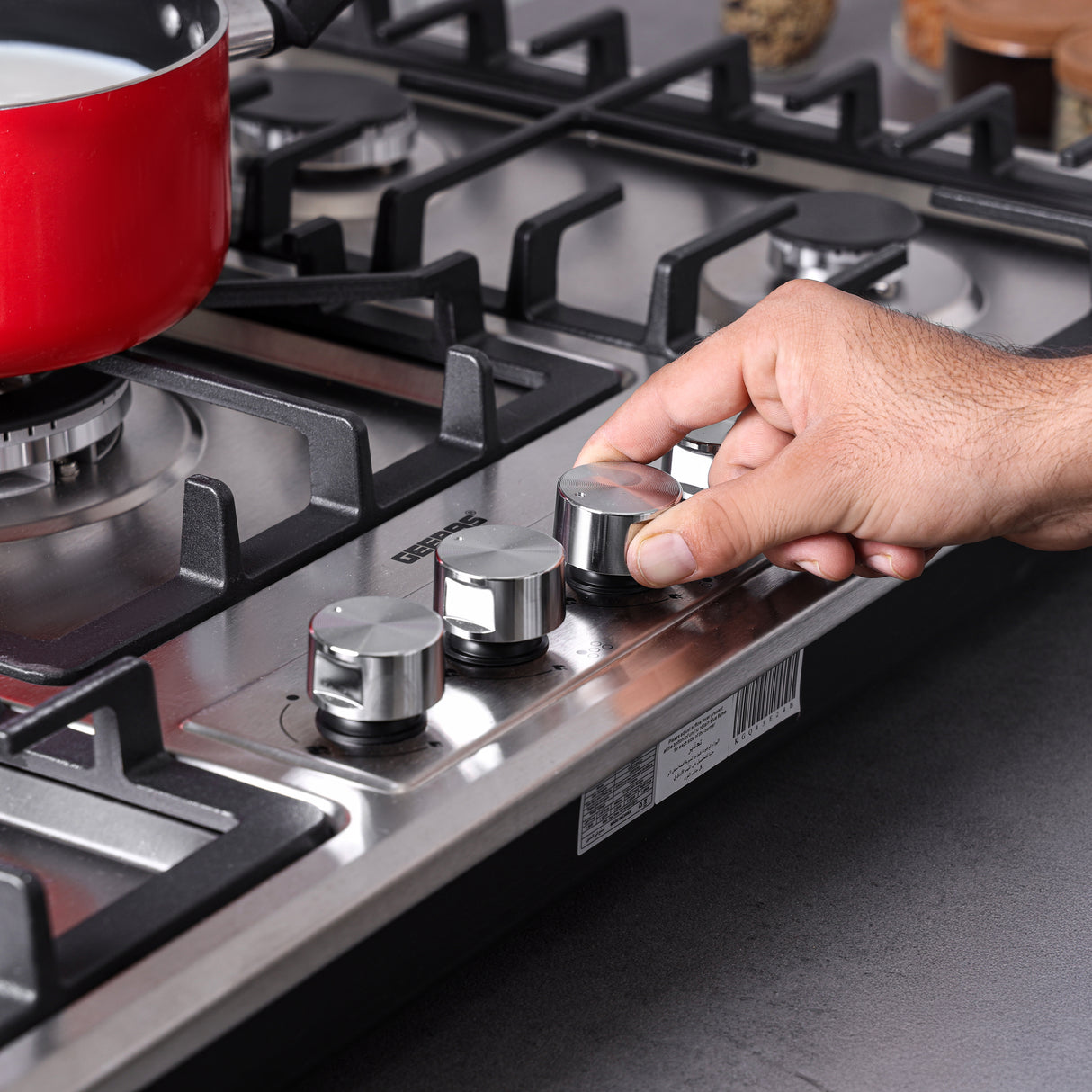 Geepas GGC31043 Built-in Gas Hob | 5 Burner Stainless Steel Hob with Auto Ignition| Flame Safety Device| High Efficiency Burners| Easy Cleaning Design & 2 Years Warranty