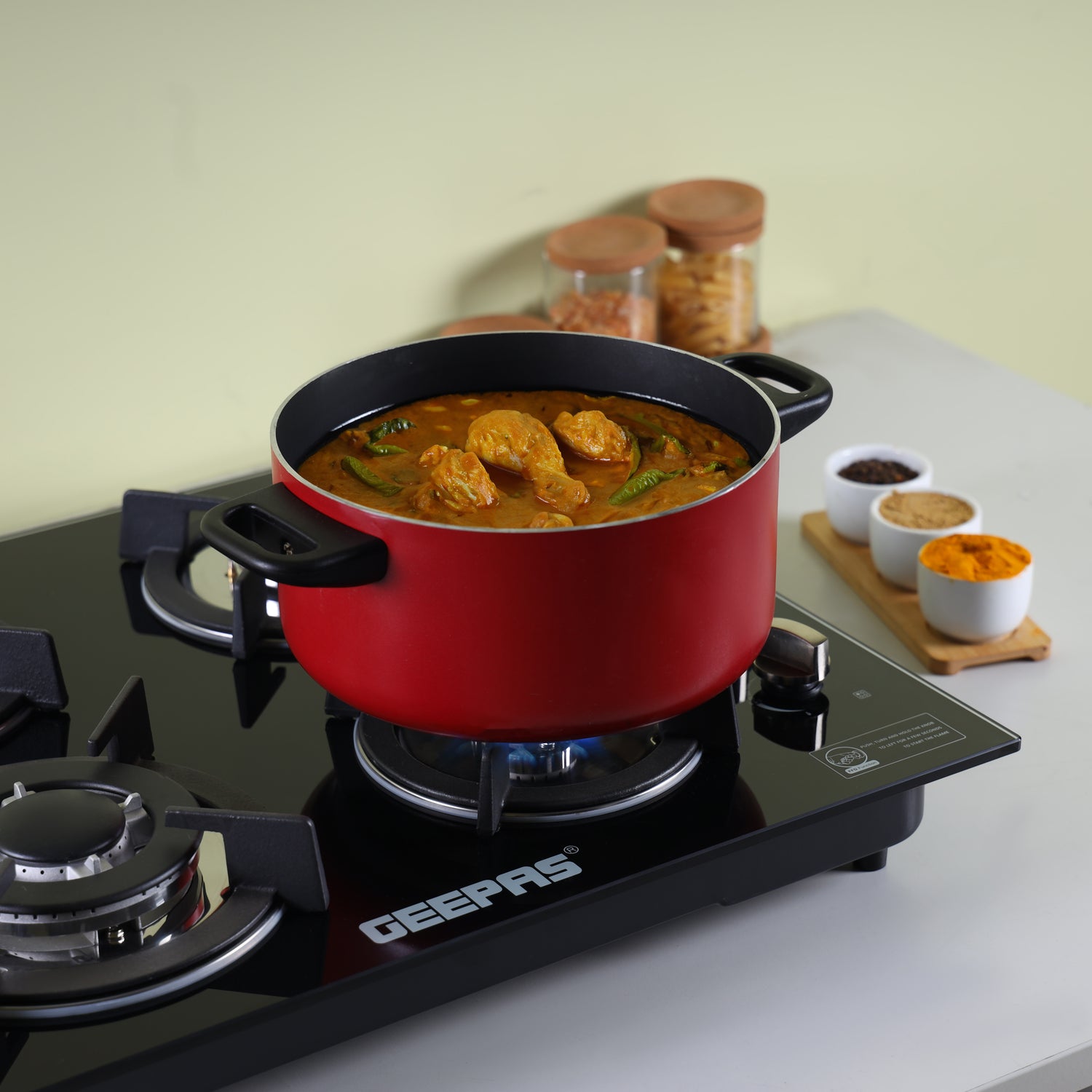 Geepas GGC31050FFD Built-in Glass Gas Hob | 4  Burners | Auto Ignition System | Flame Failure Safety Device (FFD) | Durable Design | Energy Efficient | 2 Years Warranty