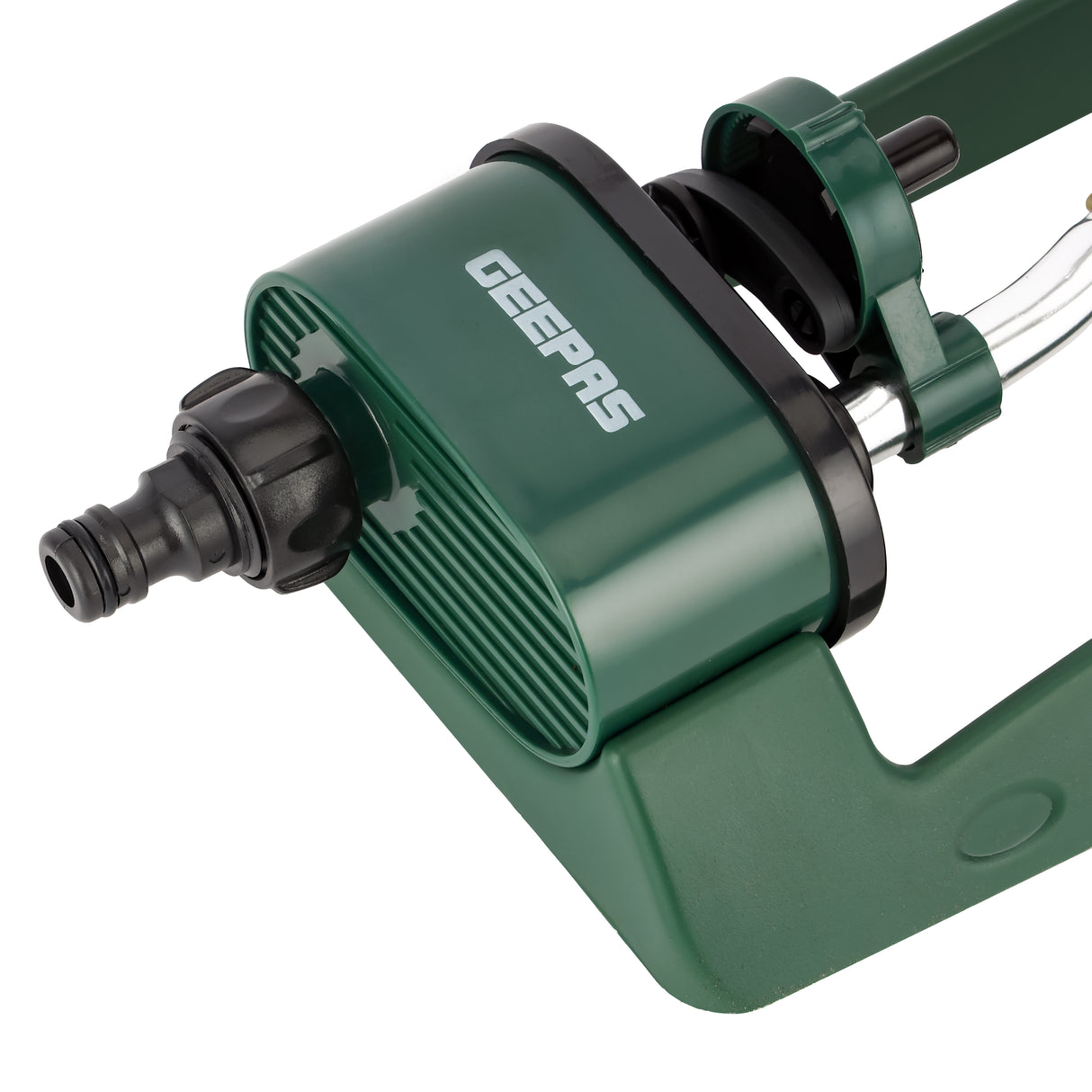 Geepas Oscillating Sprinkler GGP61221 | 120° Auto Rotation with 15 Nozzles | 4 Spray Modes, Adjustable Angle | Ideal for Lawns, Crops, Landscapes Etc | 2 Years Warranty