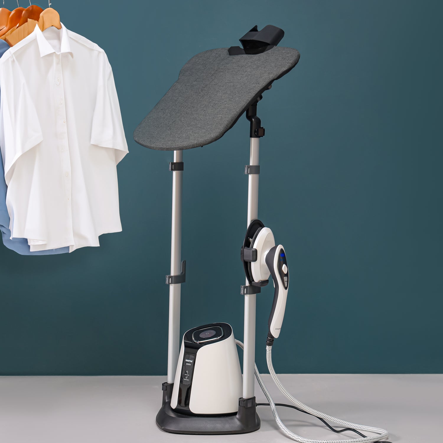 Geepas Digital Multifunction Garment Steamer | 2500W Power  with 7 Level Temperature Control | Fast Heat-Up | Continuous Steam & Wrinkle Removal | 2 Years Warranty