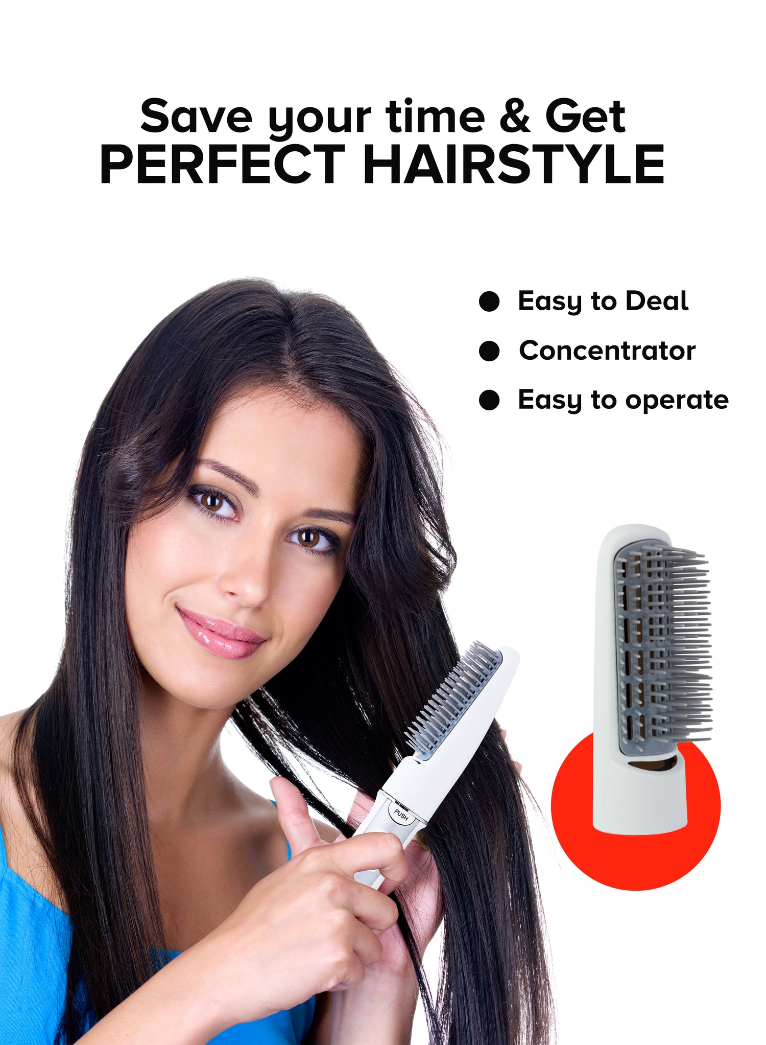 Geepas Hair Styler - Hot Air Brush with 2 Speeds Settings | Overheat Protection - Multi-Functional Salon Hair Styler, Curler & Comb - 2 Year Warranty