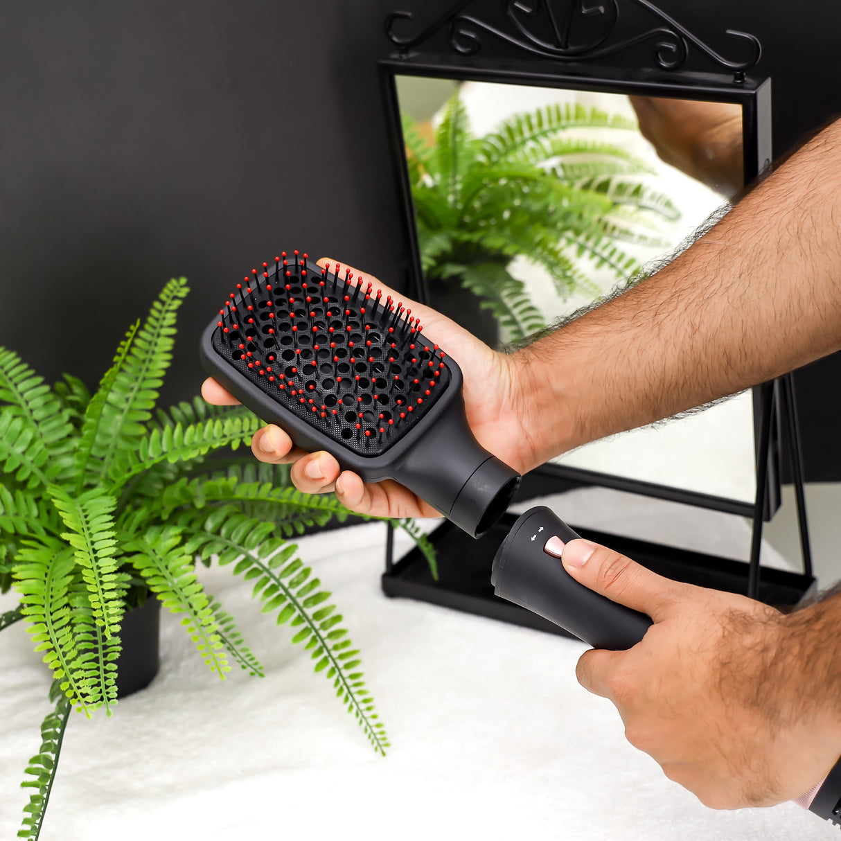 Geepas 8-IN-1 Hair Styler- GH86070| 2 Speed and 7 Attachments| 360-Degree Swivel Cord with Detachable Key|  7 Interchangeable Heads| 2 Years Warranty, Black and Gold