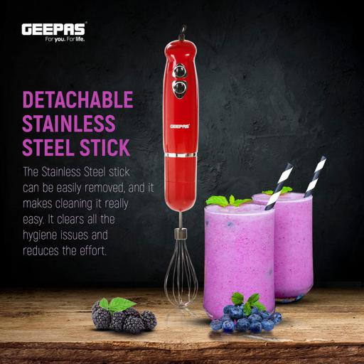 Geepas GHB43018UK Hand Blender | 400W DC Motor | 2 Speed Control| Stainless Steel Stick| 860ml Chopper  & Egg Whisk |  Durable & Easy to Clean|  2 Years Warranty