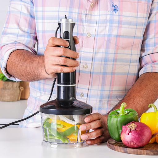 Geepas GHB43023 4-in-1 Hand Blender | 400W | 600ml Cup| 500ml Chopper| Whisk & Detachable Stainless Steel Shaft | 2 Speed Control|  Easy to Clean | 2 Years Warranty