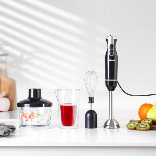 Geepas GHB43023 4-in-1 Hand Blender | 400W | 600ml Cup| 500ml Chopper| Whisk & Detachable Stainless Steel Shaft | 2 Speed Control|  Easy to Clean | 2 Years Warranty