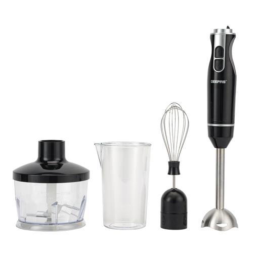 Geepas GHB43023 4-in-1 Hand Blender | 400W | 600ml Cup| 500ml Chopper| Whisk & Detachable Stainless Steel Shaft | 2 Speed Control|  Easy to Clean | 2 Years Warranty