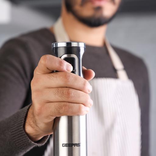 Geepas Stainless Steel Hand Mixer GHB5468 | 800W Powerful Motor| 2 Speed Control with Turbo Function| Stainless Steel Beaters & Dough Hooks| Compact | 2 Years Warranty