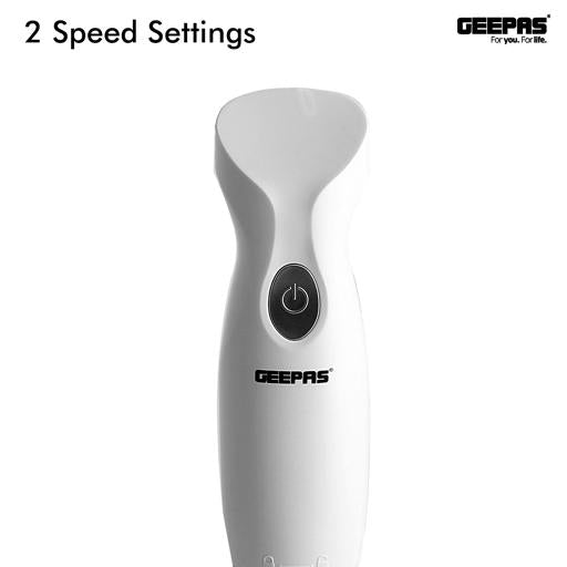Geepas Hand Blender GHB6144 | 200W| 2-Speed Control| Stainless Steel Blade| Includes Chopper, Whisk & 600ml Beaker| Compact| Durable & Easy-to-Use | 2 Years Warranty