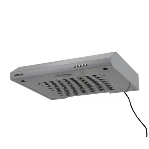 Geepas Slim Hood GHD624GCS | Slim Design Kitchen Hood with 80W Motor| 3 Speed Push Button Control| 200 m³/h Suction Power| LED Light| Charcoal Filter| 1 Year Warranty