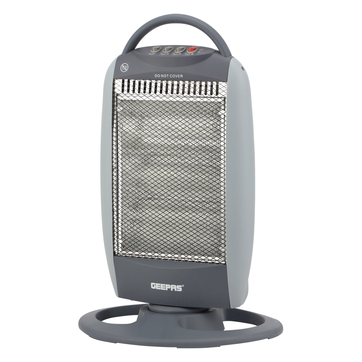 Geepas Halogen Heater- GHH9112 | 1200W/800W/400W Heat Settings, Safety Tip-Over Switch, Oscillation, Cool-Touch Housing & Carry Handle, Ideal for Home & Office