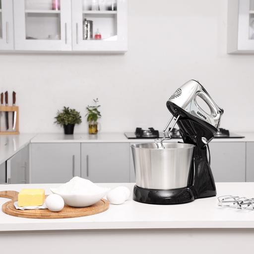 Geepas GHM5461 Stand Mixer | 200W Motor | 2.5L Stainless Steel Bowl for Effortless Mixing & Beating |5 Speed Control | Compact | Durable Design |  2 Years Warranty