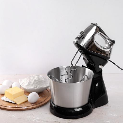 Geepas GHM5461 Stand Mixer | 200W Motor | 2.5L Stainless Steel Bowl for Effortless Mixing & Beating |5 Speed Control | Compact | Durable Design |  2 Years Warranty
