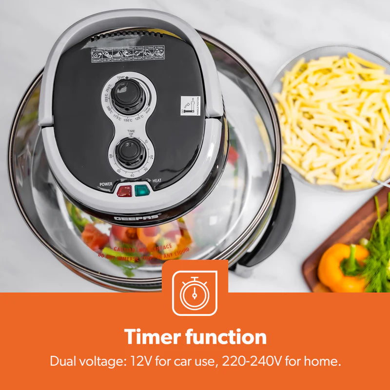 Geepas Turbo Halogen Oven GHO34048UK | 17L Capacity | Oil-Free & Fast Cooking | Adjustable Temperature Control | Powerful & Energy Efficient Design | 2 Years Warranty